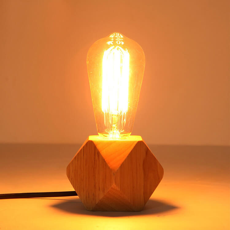 Industrial Vintage Wooden Base Night Light Table Lamp