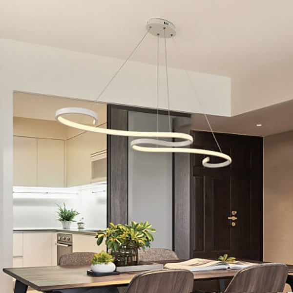 Lustre LED en aluminium de ligne de courbe créative moderne 