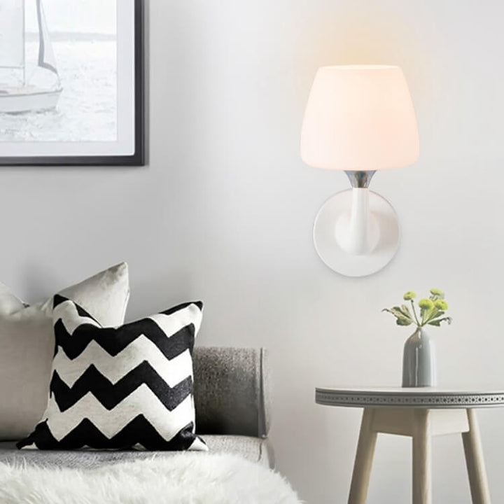 Nordic Minimalist White Iron Glass Cup Shade 1/2 Light Wall Sconce Lamp