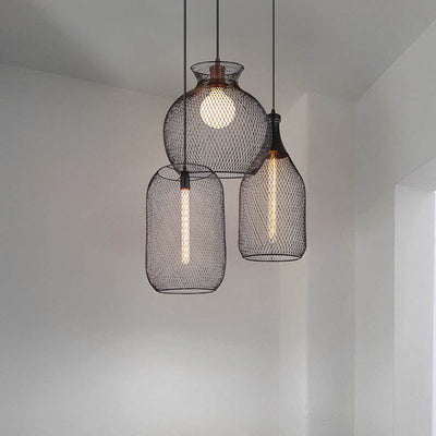 Industrial Creative Cylindrical Iron Mesh 1-Light Pendant Light