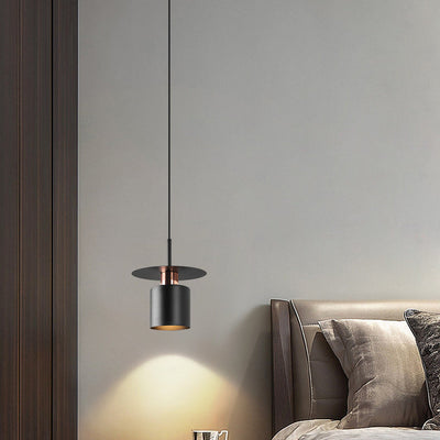 Contemporary Luxury Geometric Cylindrical Iron 1-Light Pendant Light For Bedroom