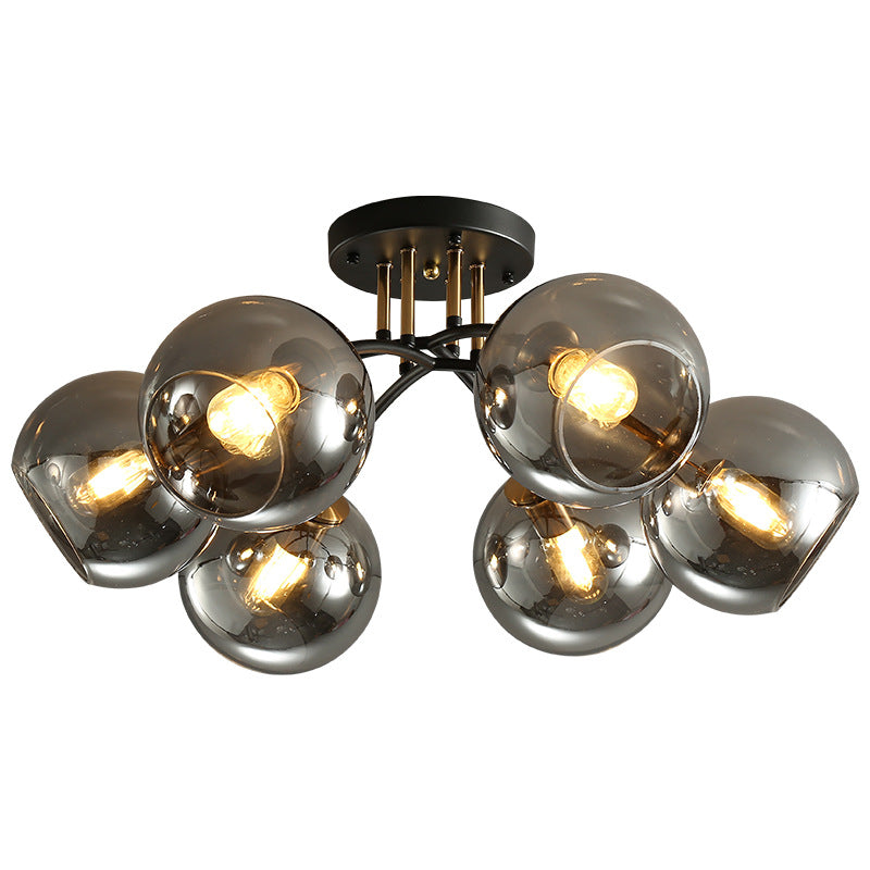 Plafonnier semi-encastré moderne en verre de luxe léger avec haricot magique rond 4/6/8 lumières 