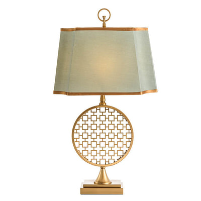 Modern Chinese Fabric Circle Base 1-Light Table Lamp