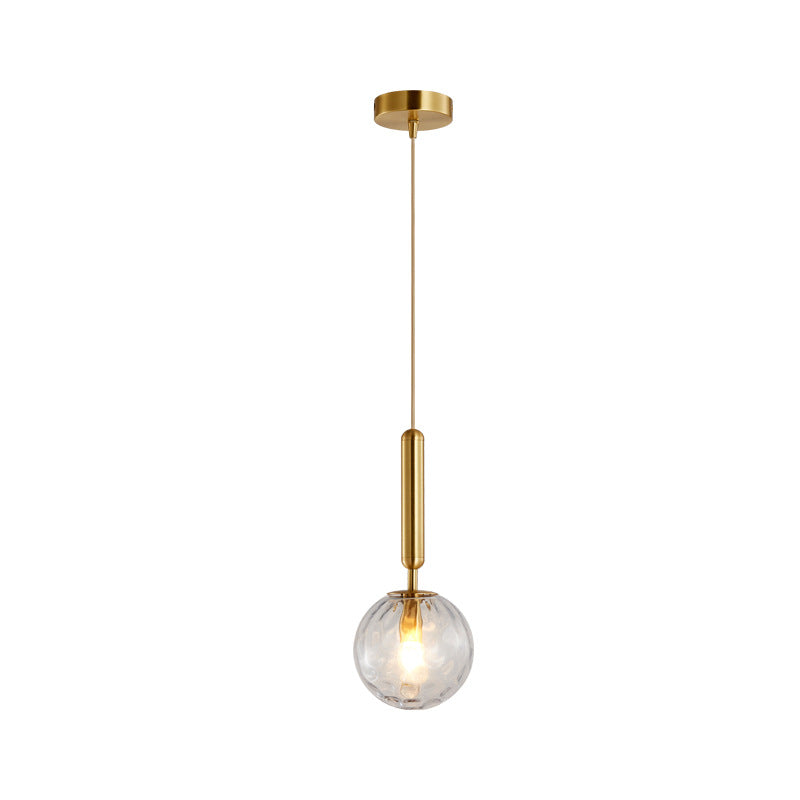 Nordisches Licht Luxus Wasser gemustertes Glas Kupfer 1-Licht Pendelleuchte 