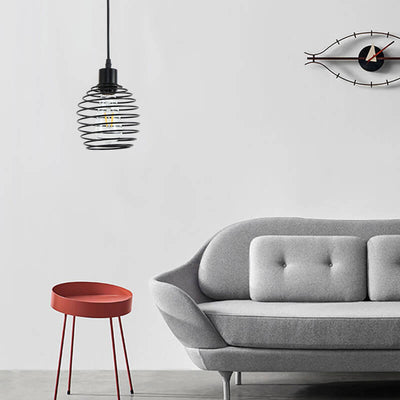 Modern Minimalist Oval Pure Black Iron 1-Light Pendant Light