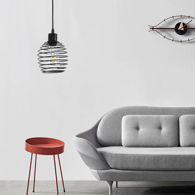 Modern Minimalist Oval Pure Black Iron 1-Light Pendant Light