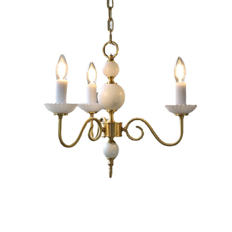 European Light Luxury 3/5-Light All Brass Glass Chandelier