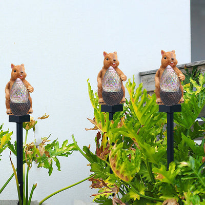 Contemporary Creative Resin Squirrel LED Solar Waterproof Lawn Landscape Insert Light For Outdoor Patio