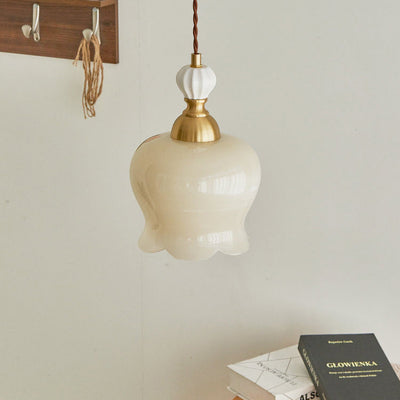 Traditional French Suzuki Copper Ceramic 1-Light Pendant Light For Bedroom