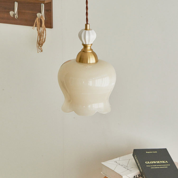 Traditional French Suzuki Copper Ceramic 1-Light Pendant Light For Bedroom