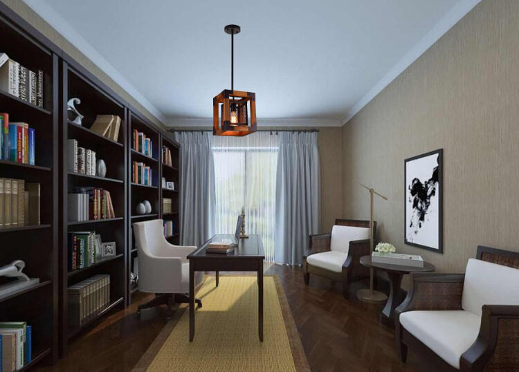 Wooden Square 1-Light Square Pendant Light