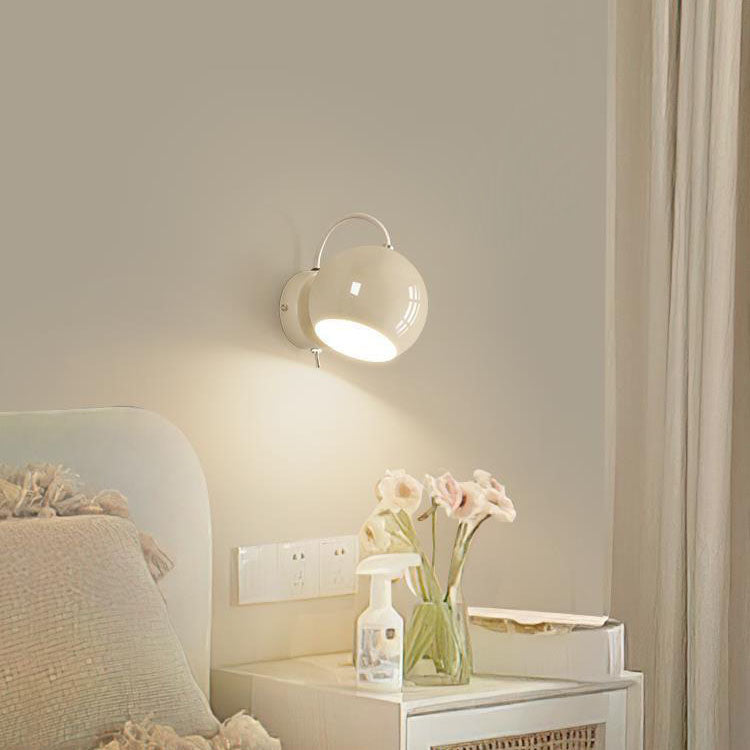 Moderne minimalistische cremefarbene runde Wandleuchte aus Eisen und Aluminium mit 1 Licht für Schlafzimmer 