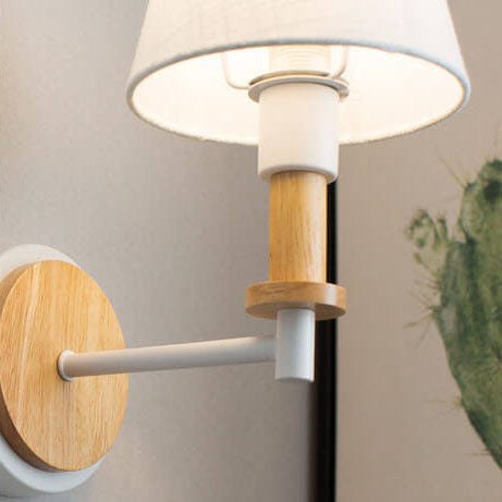 Modern Nordic Wooden Tubular 1-Light Wall Sconce Lamp