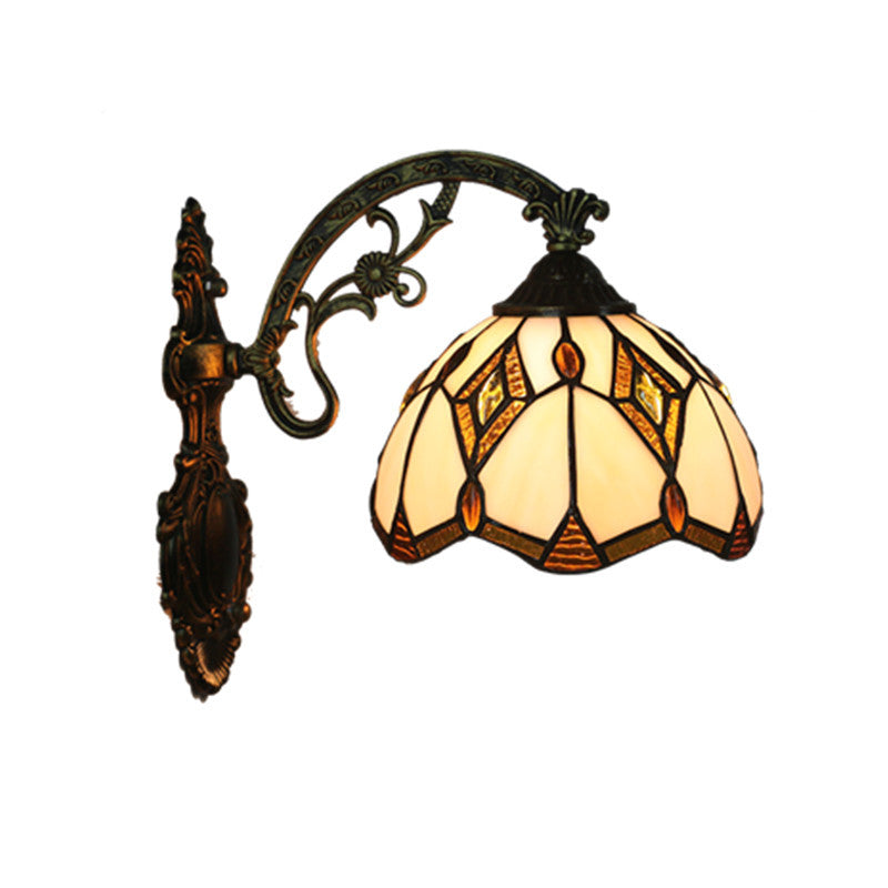 Applique Murale Tiffany Vintage Baroque Géométrique Bol 1 Lumière 