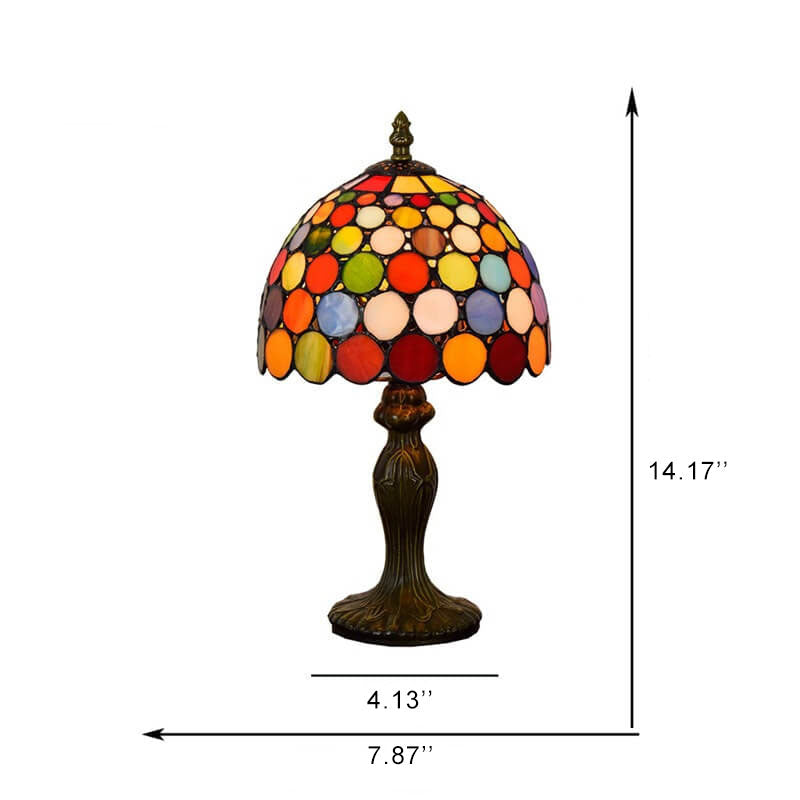 Lámpara de mesa de 1 luz con vidrio de puntos estilo Tiffany europeo 