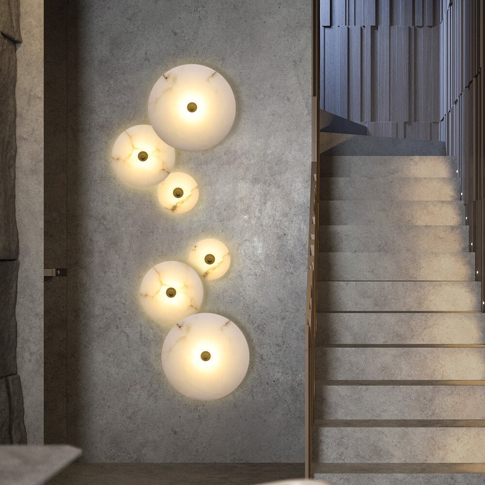Applique murale LED en fer et marbre rond de luxe moderne 
