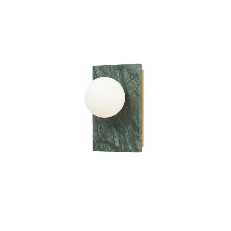 Modern Light Luxury Marble Square Base Glass Ball 1-Light Wall Sconce Lamp