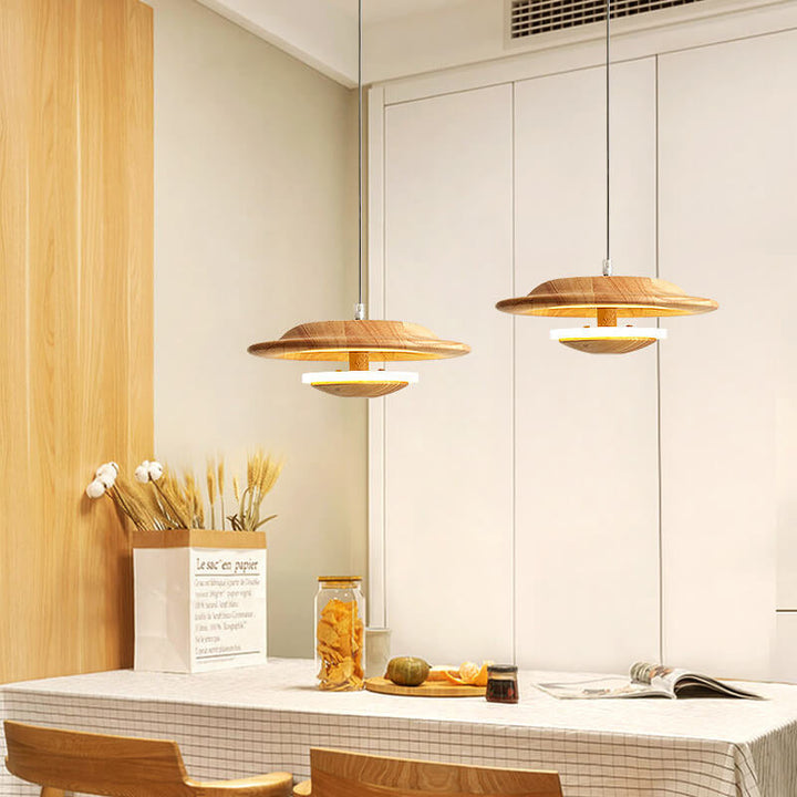 Suspension LED Design Champignon en Bois Nordique Créatif 