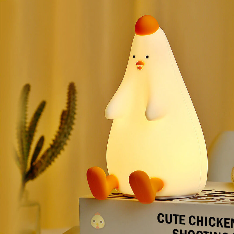 Kreative Cartoon Silikon Little Fat Chicken LED USB Pat Pat Nachtlicht Tischlampe 