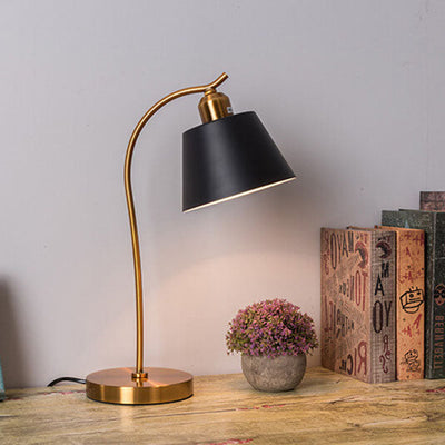 Modern Simple Metal Cone Shade 1-Light Table Lamp