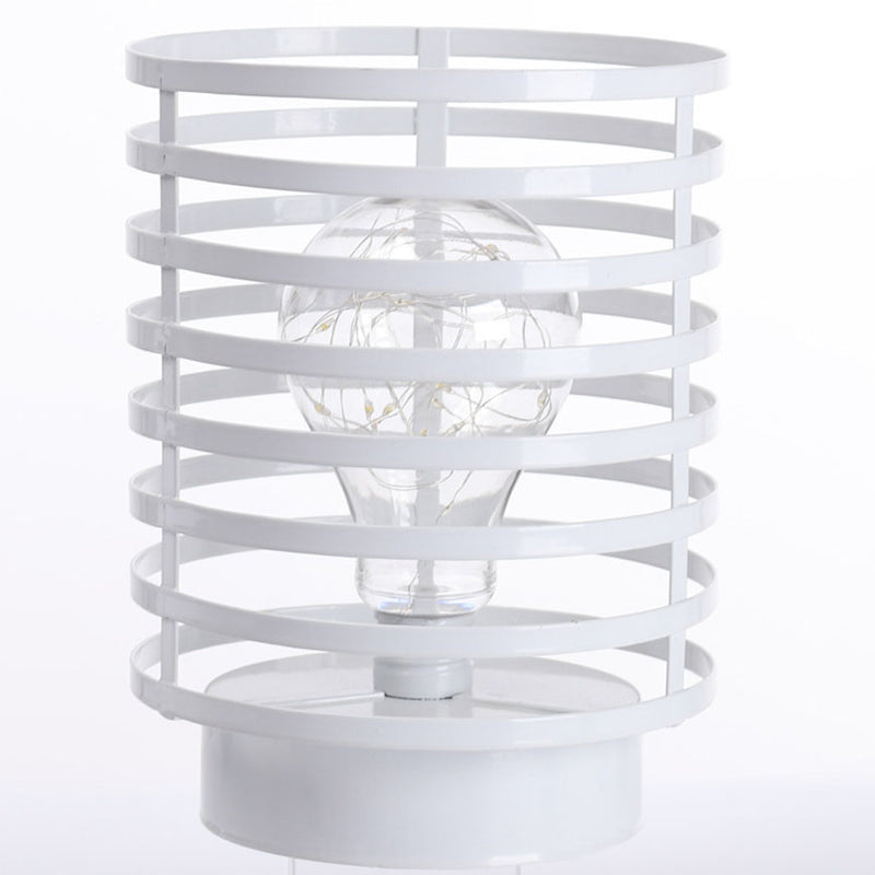 Lámpara de mesa de noche LED de batería de hierro con columna redonda simple y creativa 