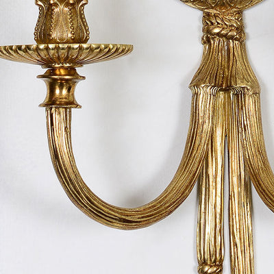 Traditional French Cylinder Sconce Full Brass 2-Light Wall Sconce Lamp For Living Room