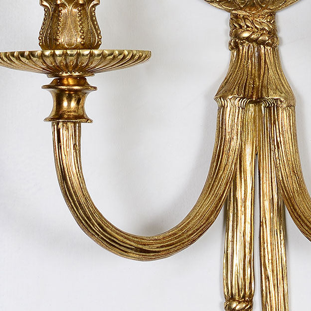 Traditional French Cylinder Sconce Full Brass 2-Light Wall Sconce Lamp For Living Room