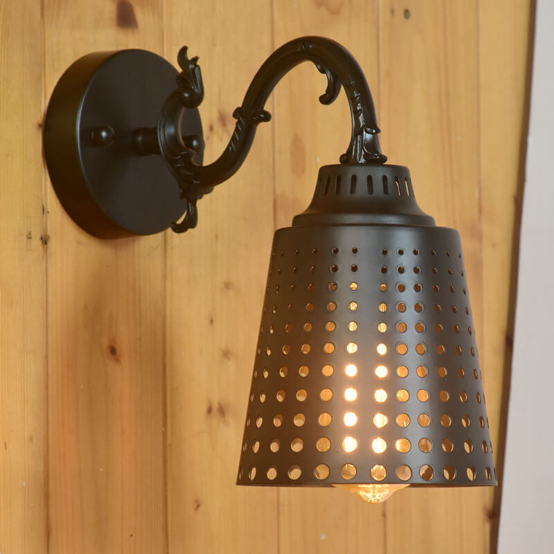 Industrial Vintage Iron Bell Tree Branch Arm 1-Light Wall Sconce