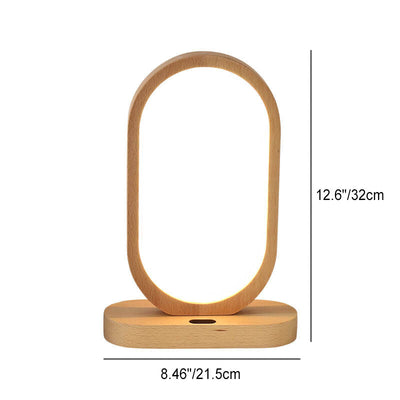 Nordic Minimalist Ring Wooden LED Sensor Dimming Table Lamp