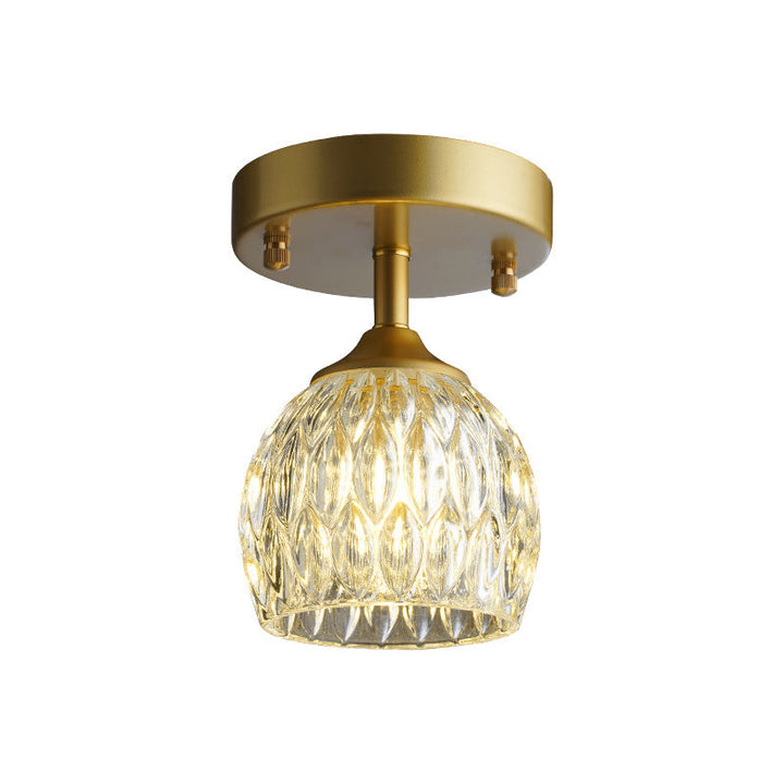 Europäische leichte Luxus-Rundkopf-Eisen-Glas 1-Licht-Halbeinbauleuchte 