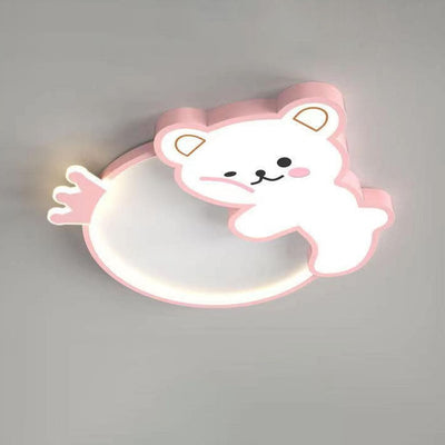 Modern Cute Children's Bear Iron Acrylic Eye Protection LED Flush Mount Ceiling Light