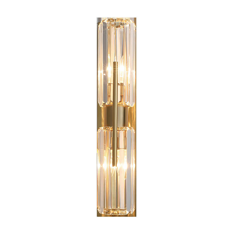 Modern Luxury Crystal Metal Strip 2-Light Wall Sconce Lamp