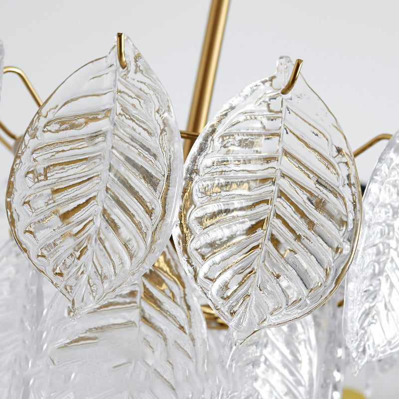 Traditioneller französischer Provinzrahmen mit Goldfinish, Blättermuster-Glasscheibe, 5/7/9/15-Licht-Kronleuchter für das Wohnzimmer 