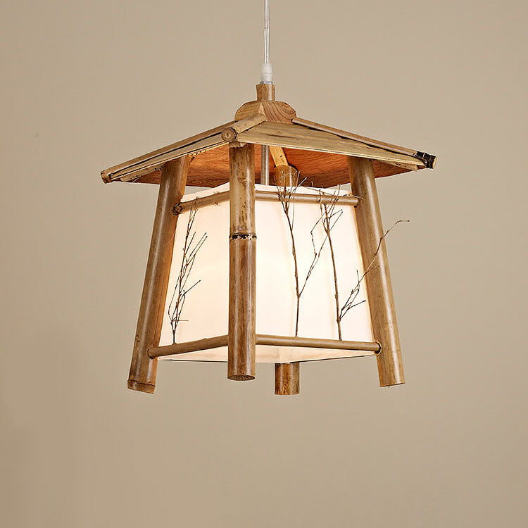 Japanese Rustic Vintage Bamboo Weaving 1-Light Pendant Light
