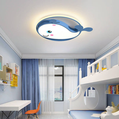 Cartoon Creative Dolphin Circle LED Kids Flush Mount Ceiling Light