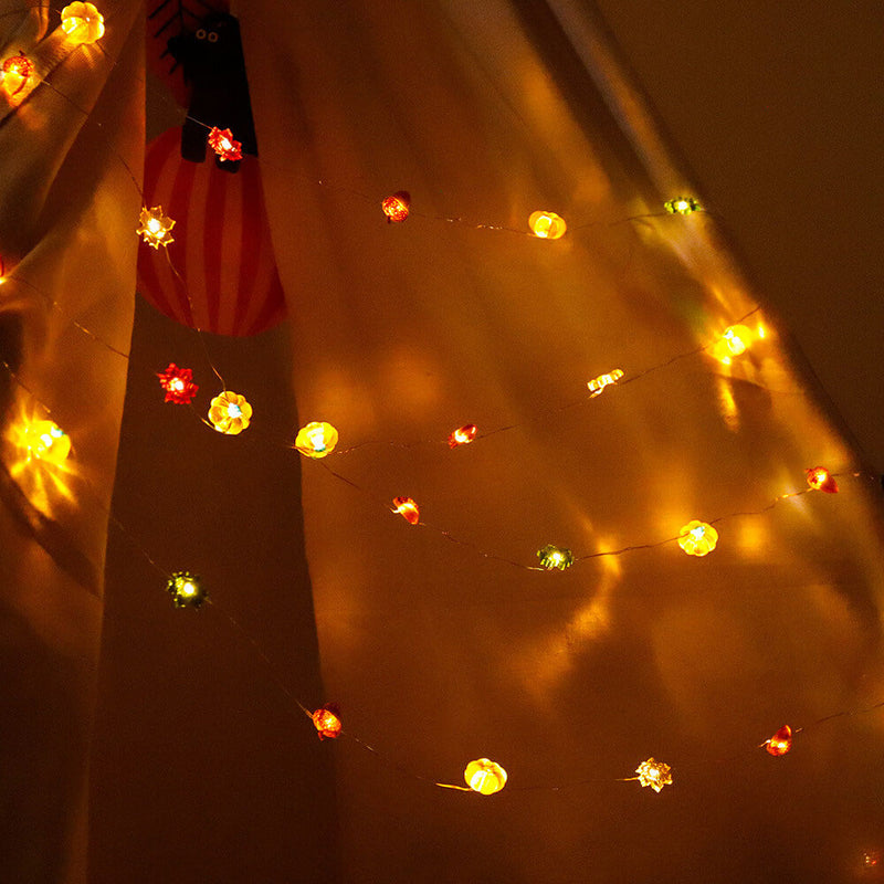 Décoration moderne de Thanksgiving avec citrouille et gland en érable, guirlande lumineuse à 30 LED 
