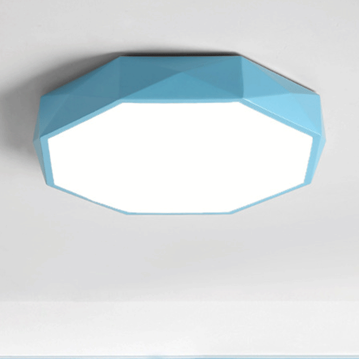 Moderne nordische Macaron-LED-Deckenleuchte aus Eisen und Acryl in Diamant-Geometrie für das Wohnzimmer 