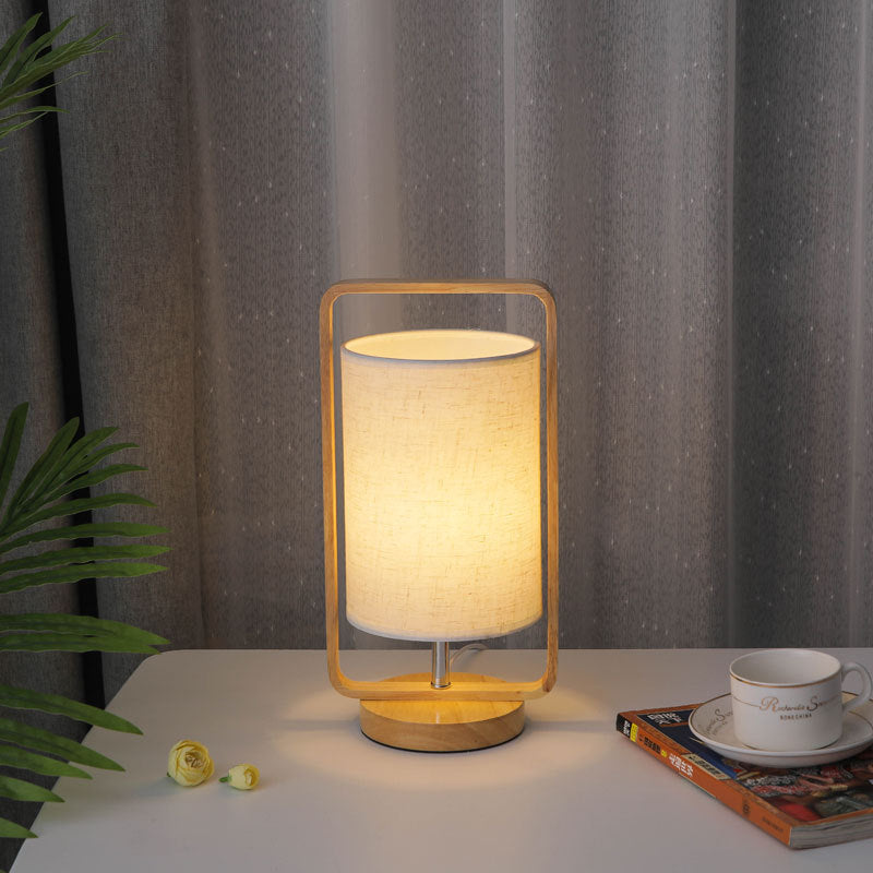 Modern Minimalist Wood Cloth Portable LED Night Light Table Lamp