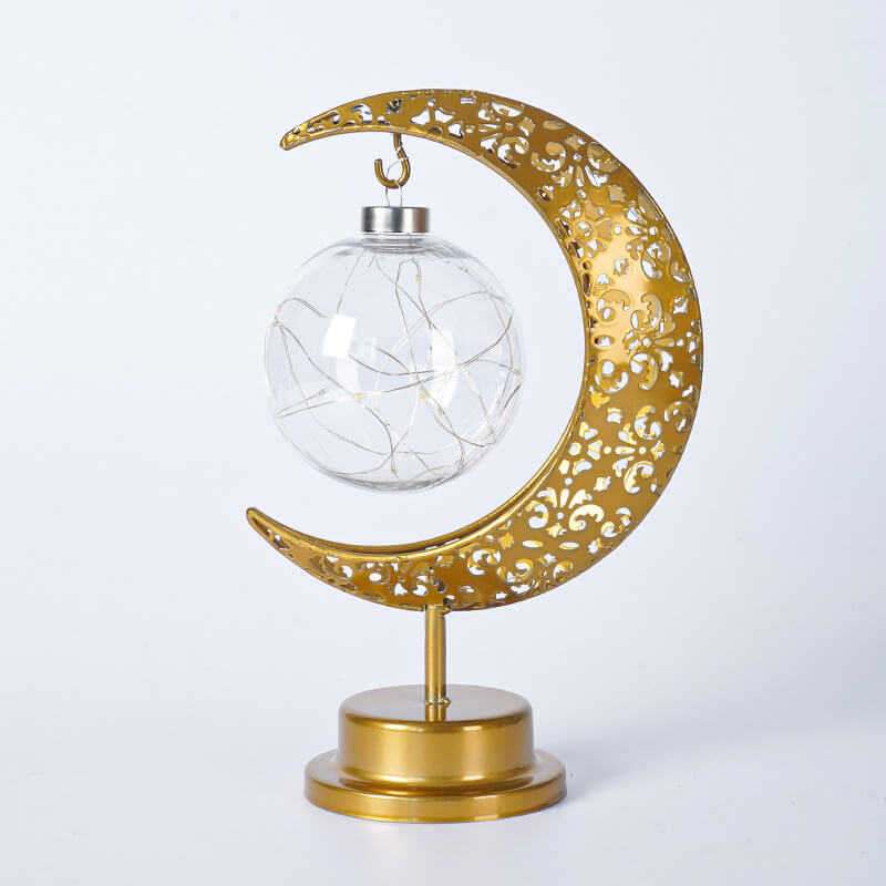 Contemporary Creative Iron Moon Star Orb LED Decorative Table Lamp For Living Room &amp; Bedroom