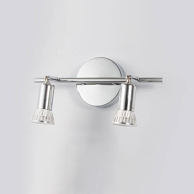 Modern Pure Chrome Color Metal 2-Light Vanity Light Mirror Front Wall Sconce Lamp