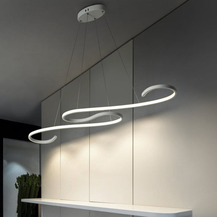 Lustre LED en aluminium de ligne de courbe créative moderne 