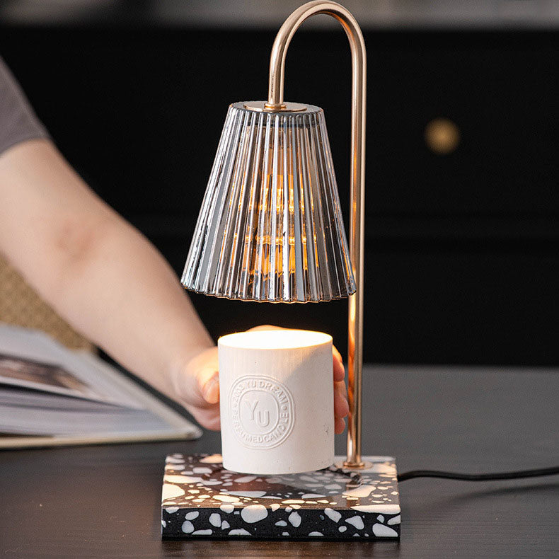 Contemporary Nordic Terrazzo Glass Shade 1-Light Melting Wax Table Lamp