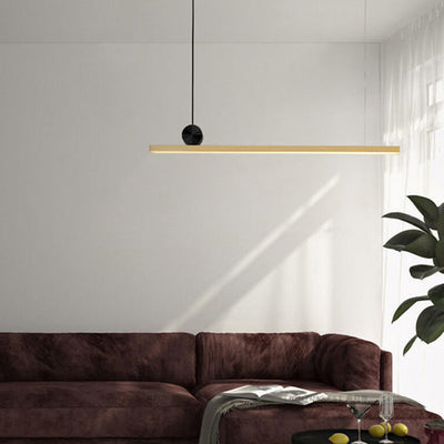 Nordic Minimalist Geometric Long LED Brass Chandelier