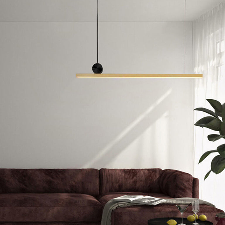 Nordischer minimalistischer geometrischer langer LED-Kronleuchter aus Messing 