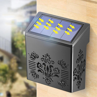 Solar Garden LED Hollow Square Outdoor Fence Wall Sconce Lamp