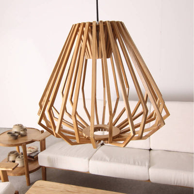 Vintage Creative Geometric Ash Wood 1-Light Pendant Light