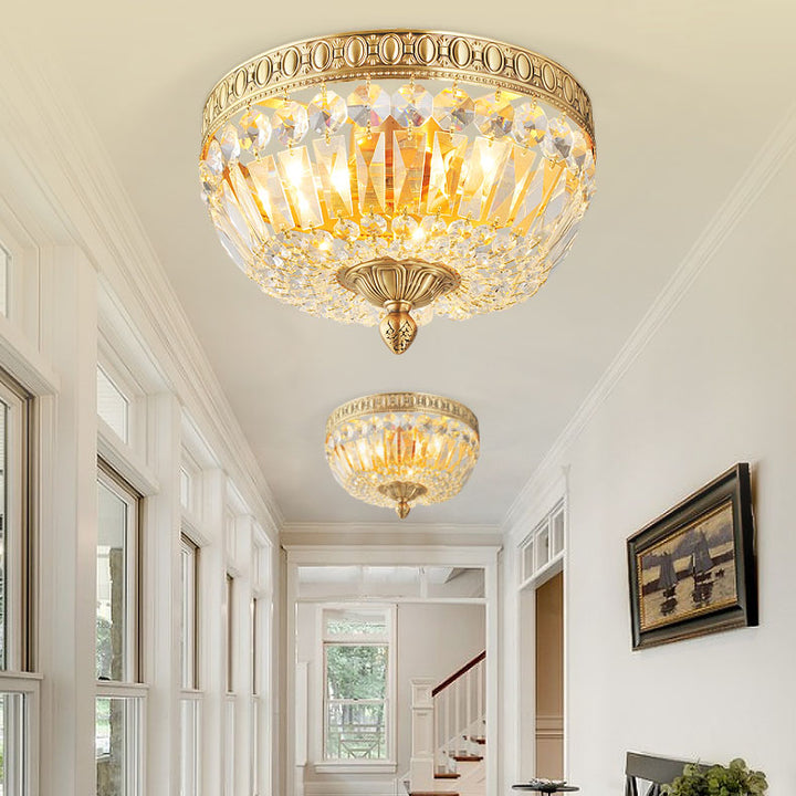 フレンチヴィンテージクリスタルラウンド3/5/9ライトフラッシュ