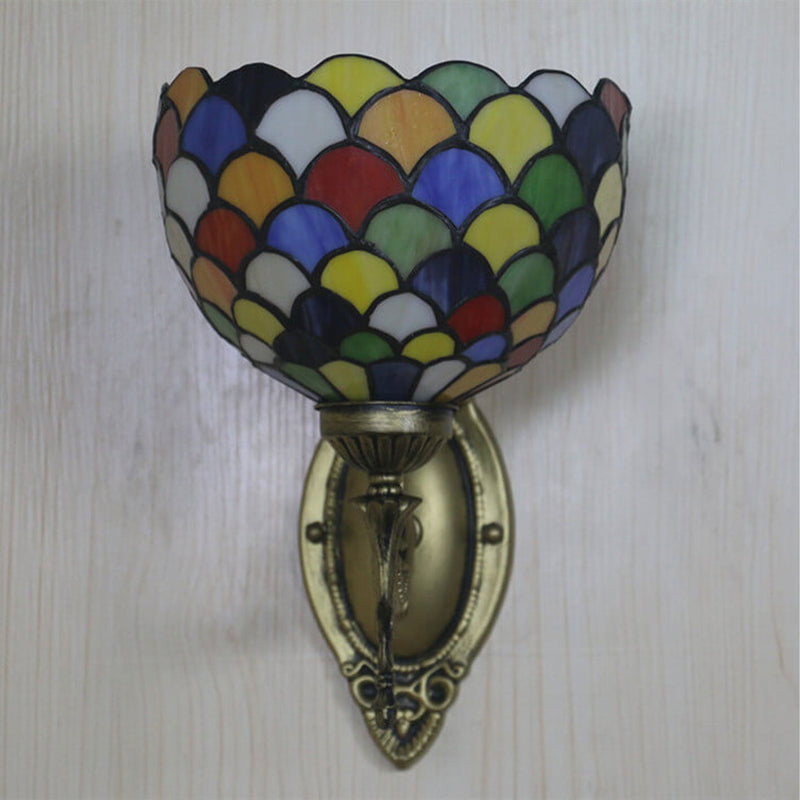 Tiffany Stained Dot Glass 1-Light Wall Sconce Lamp