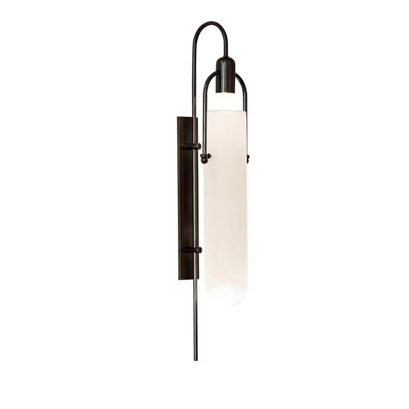 Modern Wrought Iron Frosted Glass 1-Light Wall Sconce Lamp