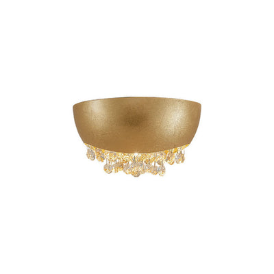 Modern Luxury Round Pot Iron Crystal Gold 2-Light Wall Sconce Lamp